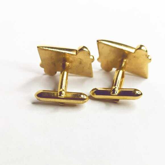 Vintage Swank Gold Tone Cufflinks With Modernist Scroll Design - Picture 3 of 4